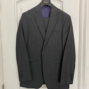 Ted Baker Endurance Suit 100% Wool- Dark Grey with Purple lining